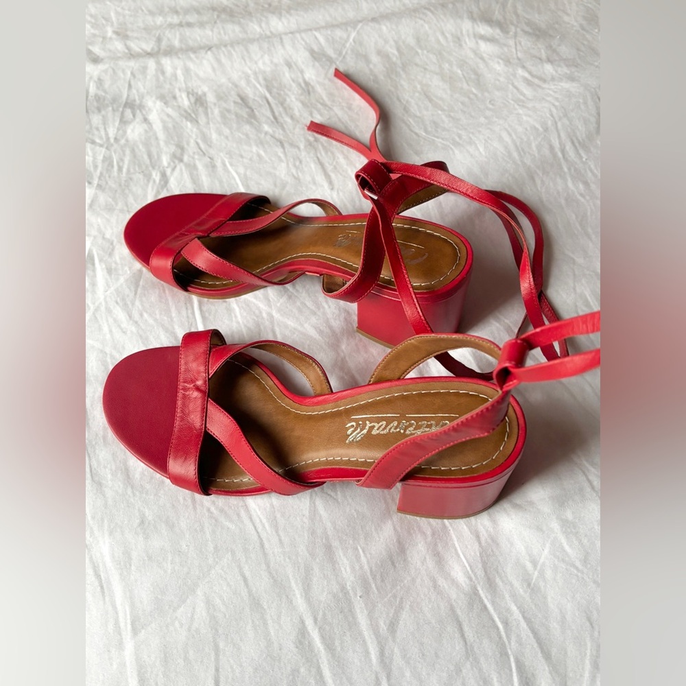 Red ankle strap sandals